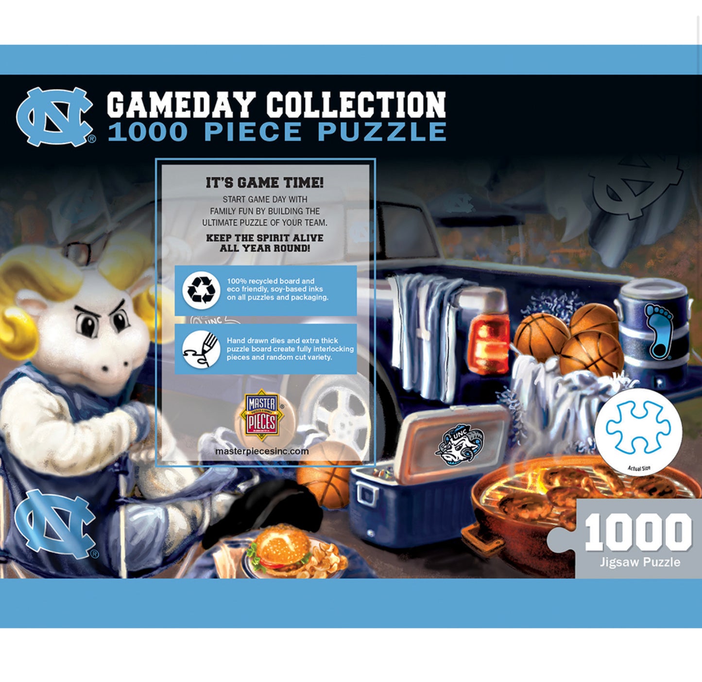 UNC Basketball Puzzle with Game Day Tailgate Theme 1000 Pieces