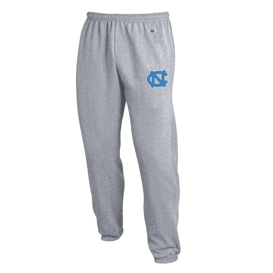 Grey UNC Sweatpants by Champion with banded ankle bottom