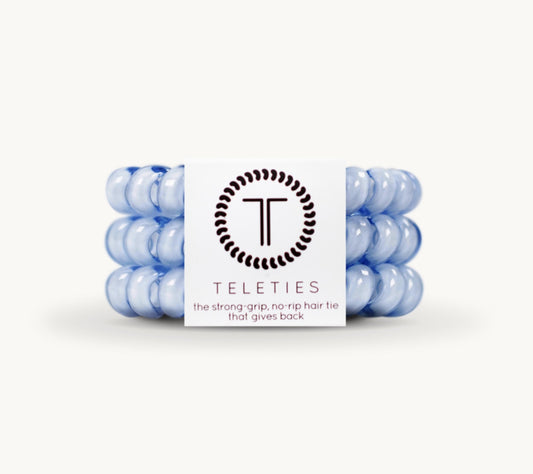 TELETIES Washed Denim Large Corded Hair Ties - 3 Pack