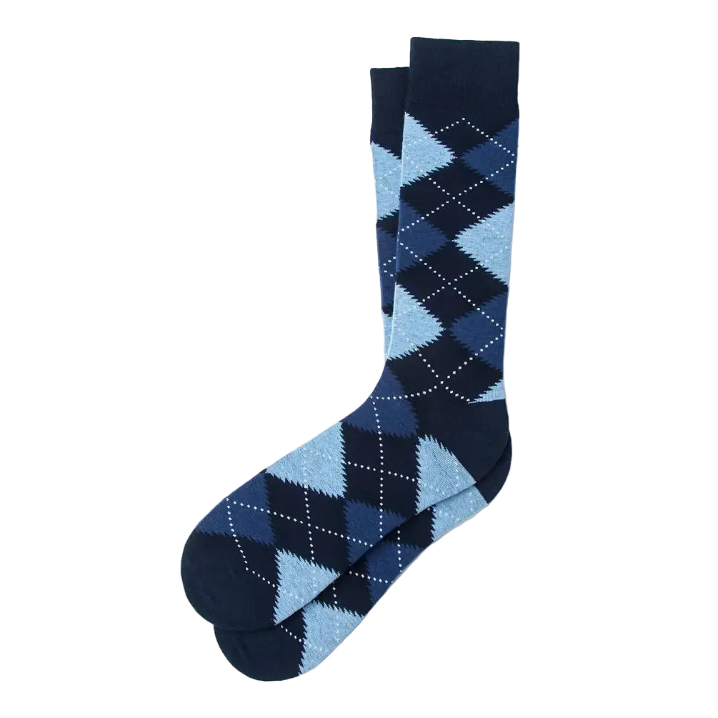 Navy and Light Blue Argyle Socks - Main View - Alynn