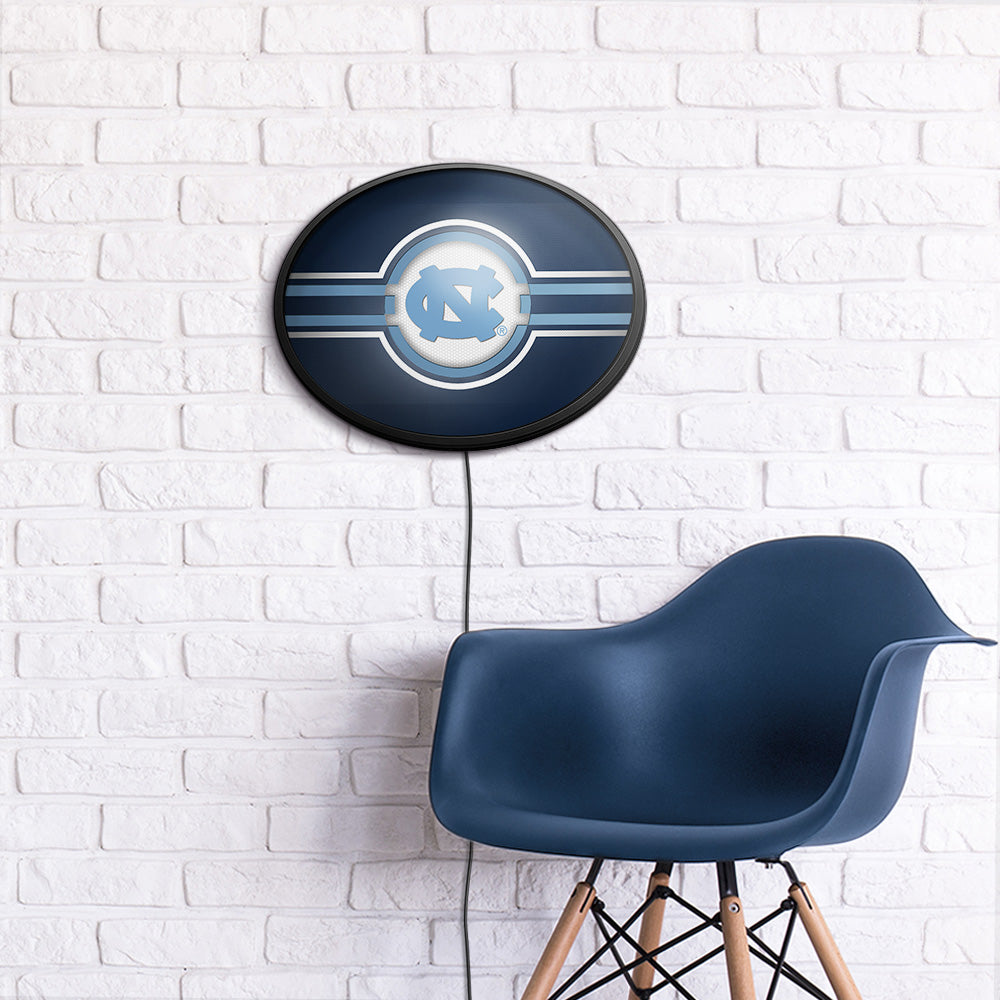 North Carolina Tar Heels: Oval Slimline Lighted Wall Sign Navy