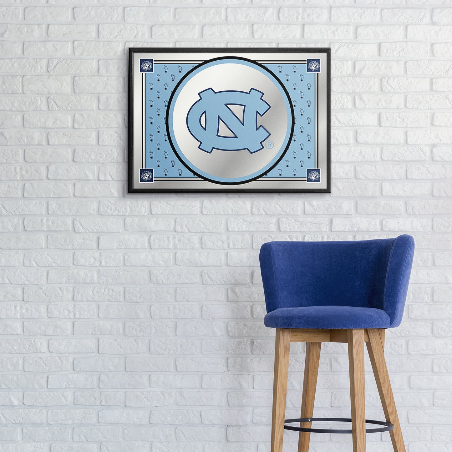 North Carolina Tar Heels: Team Spirit - Framed Mirrored Wall Sign Carolina Blue