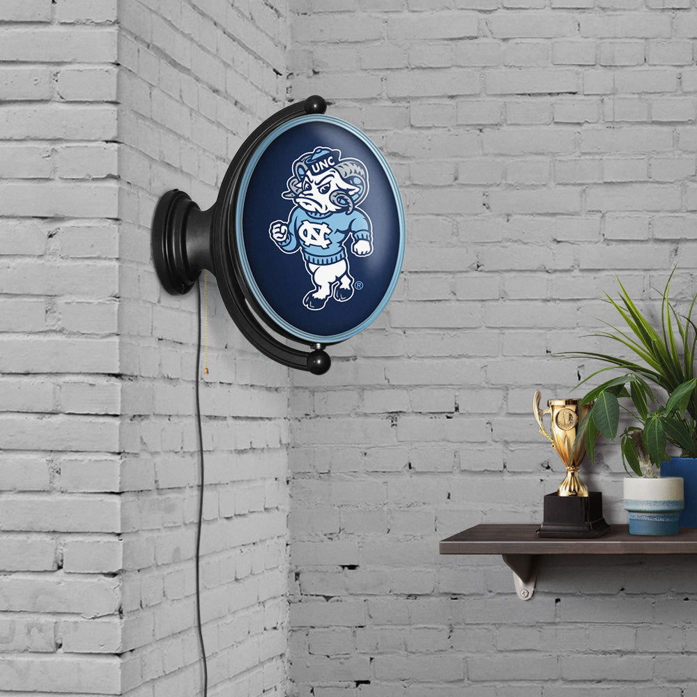 North Carolina Tar Heels: Mascot - Original Oval Rotating Lighted Wall Sign Navy