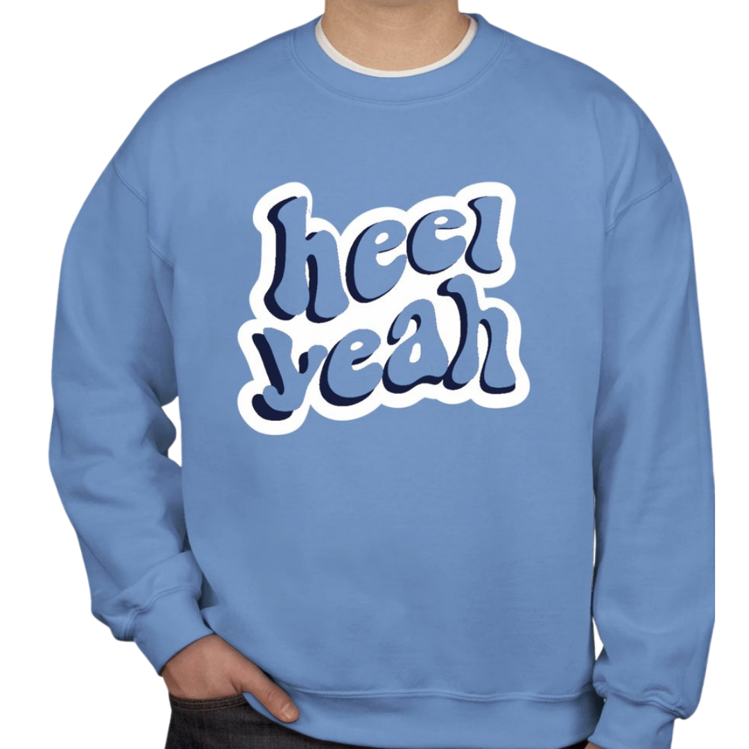 Heel Yeah Crewneck Sweatshirt in Carolina Blue