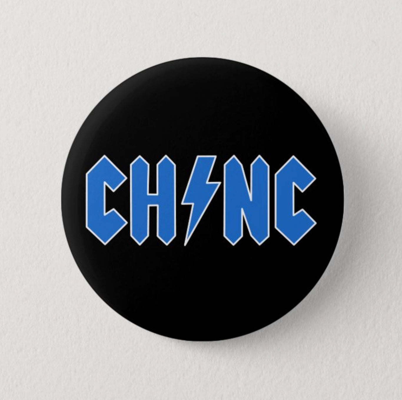 Chapel Hill Rock Font Button Pin by Shrunken Head Brand