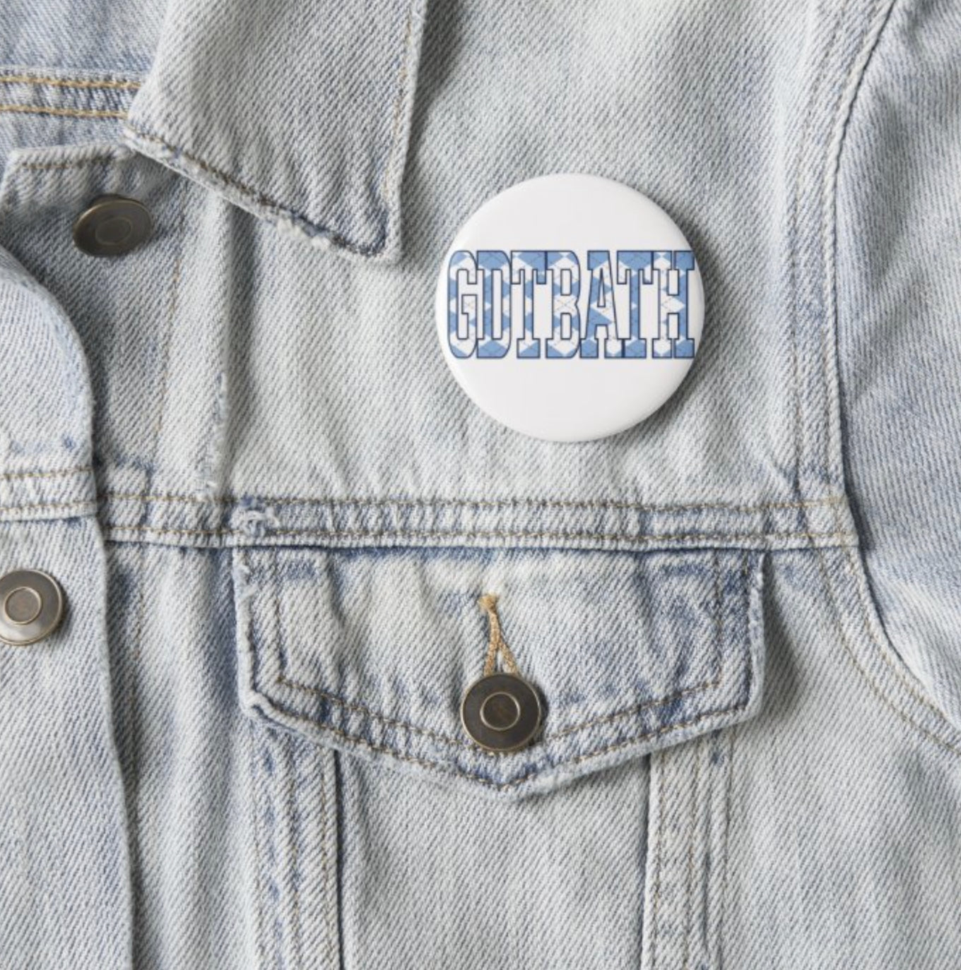 GDTBATH Argyle Button Pin by Shrunken Head Brand (Good Day to be a Tar Heel)