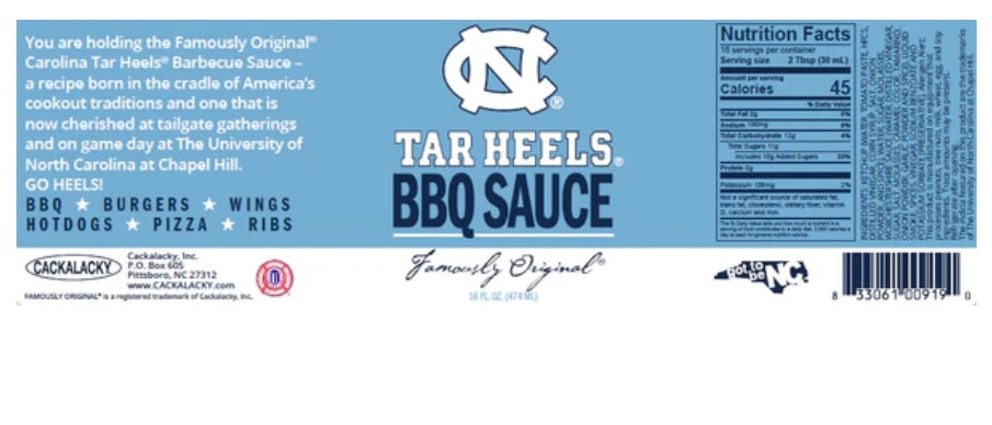 Carolina Tar Heels Cackalacky BBQ Sauce - 16oz