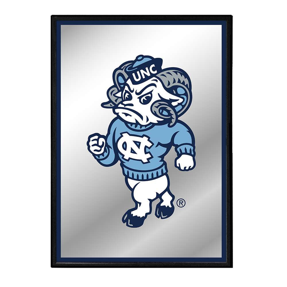 North Carolina Tar Heels: Mascot - Framed Mirrored Wall Sign Navy Edge