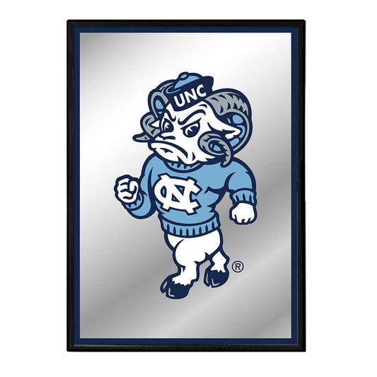 North Carolina Tar Heels: Mascot - Framed Mirrored Wall Sign Navy Edge
