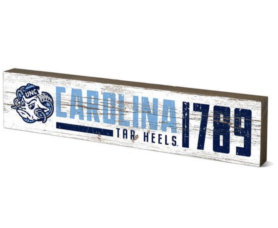 Carolina Tar Heels 1789 White Rectangle Wooden Decor Block