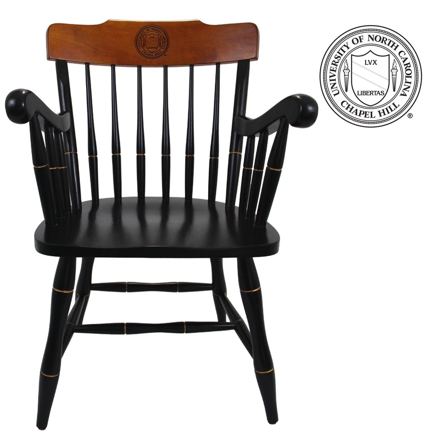 UNC Chapel Hill Wooden Chair with Engraved North Carolina Crest