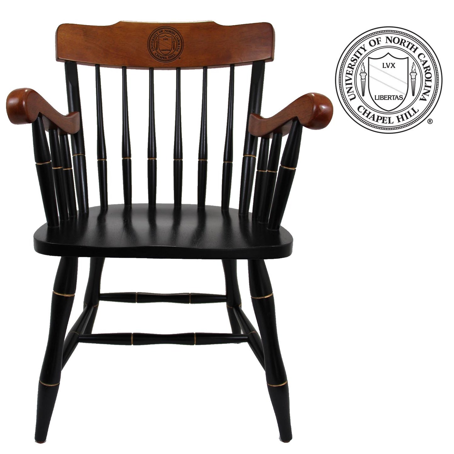 UNC Chapel Hill Wooden Chair with Engraved North Carolina Crest