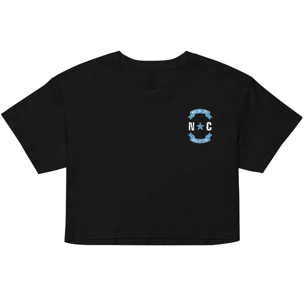 North Carolina Flag Cropped T-Shirt in Black by Shrunken Head
