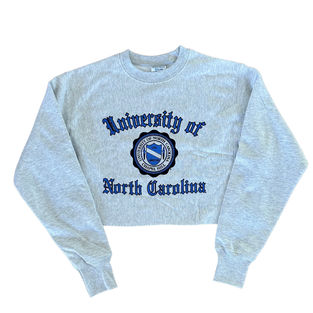 UNC Vintage Crewneck Cropped Sweatshirt - Reverse Weave with Seal