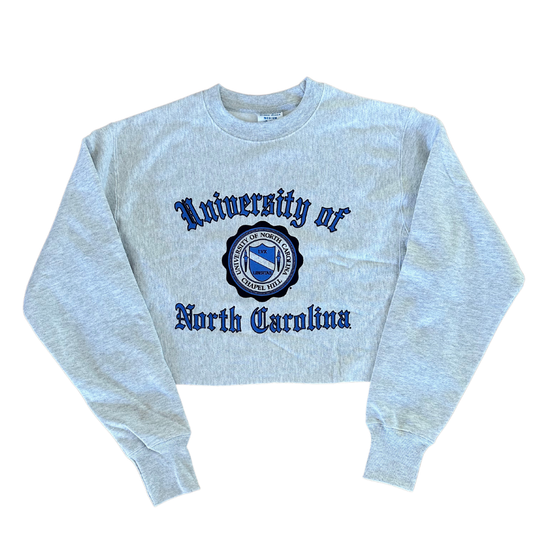 UNC Vintage Crewneck Cropped Sweatshirt - Reverse Weave with Seal