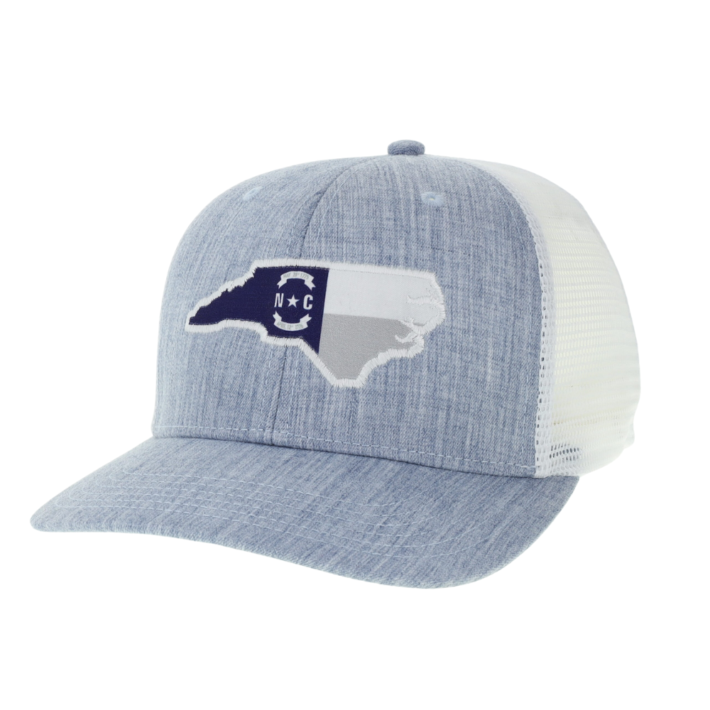 North Carolina Trucker Hat with State Flag in Light Blue and White MPS