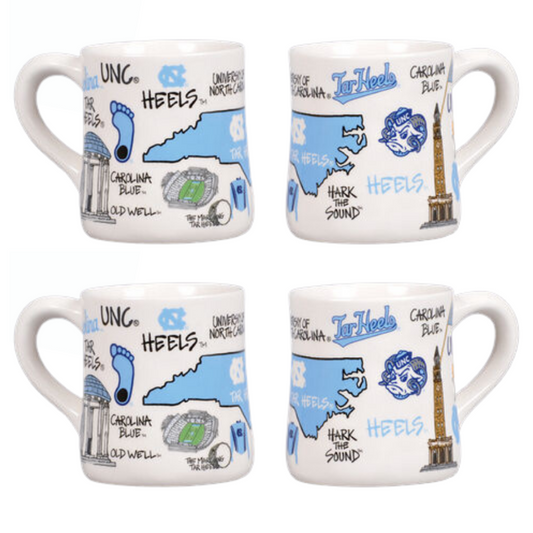 4 Pack UNC Collage Coffee Mug by Magnolia Lane Set of Four