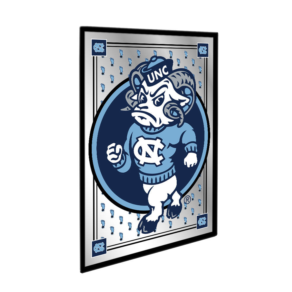 North Carolina Tar Heels: Team Spirit, Mascot - Framed Mirrored Wall Sign Navy