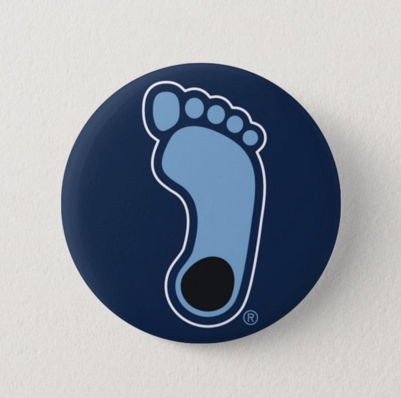 Tar Heels Foot Logo Button Pin in Navy and Carolina Blue