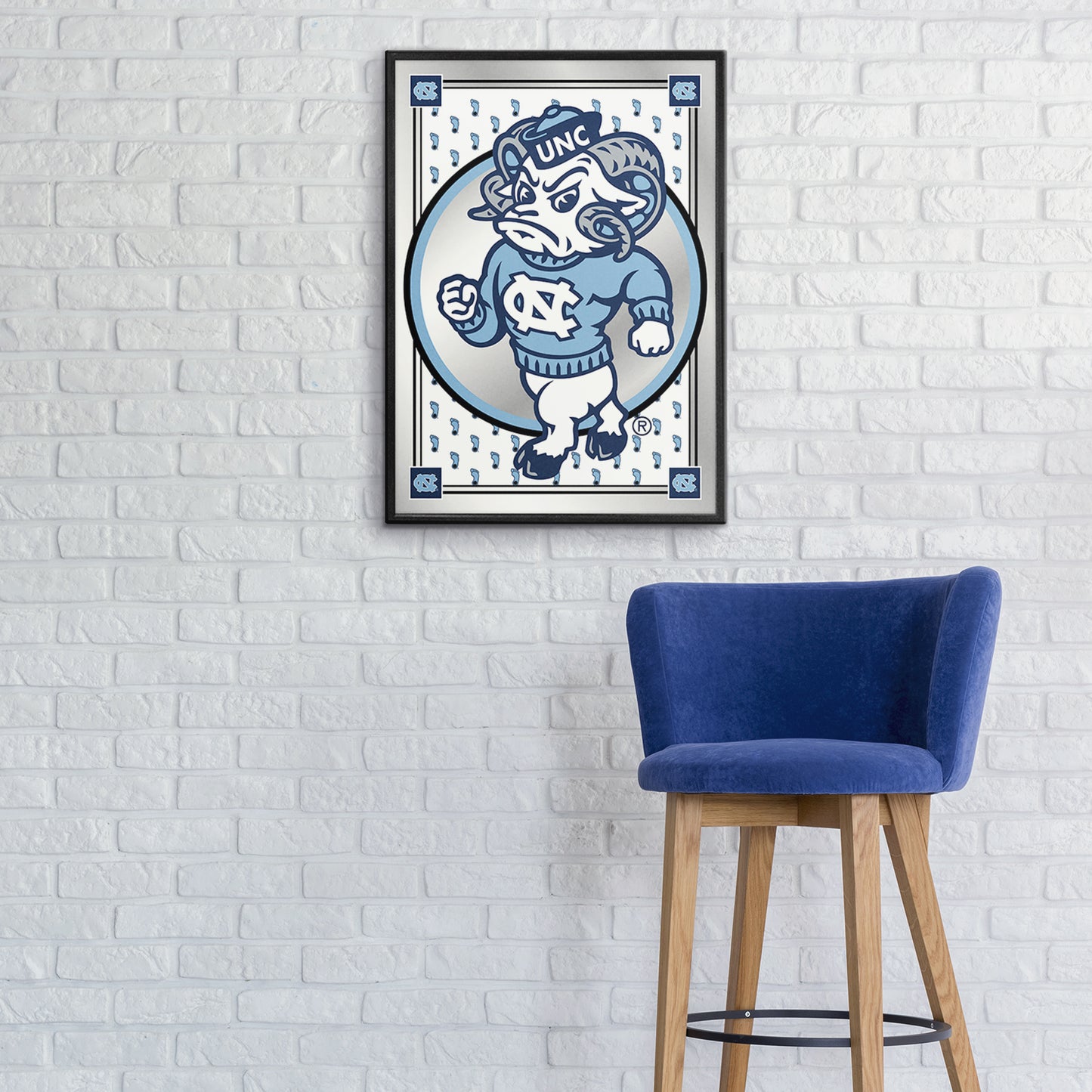 North Carolina Tar Heels: Team Spirit, Mascot - Framed Mirrored Wall Sign Mirrored