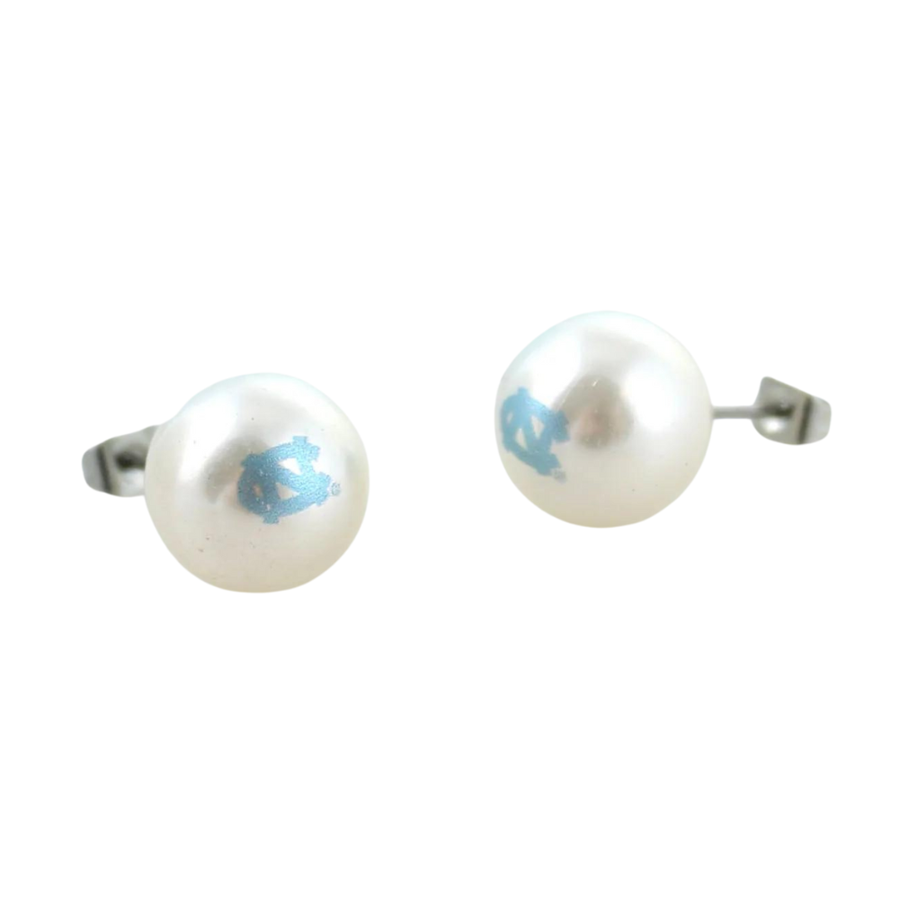 North Carolina Logo Pearl Stud Earrings