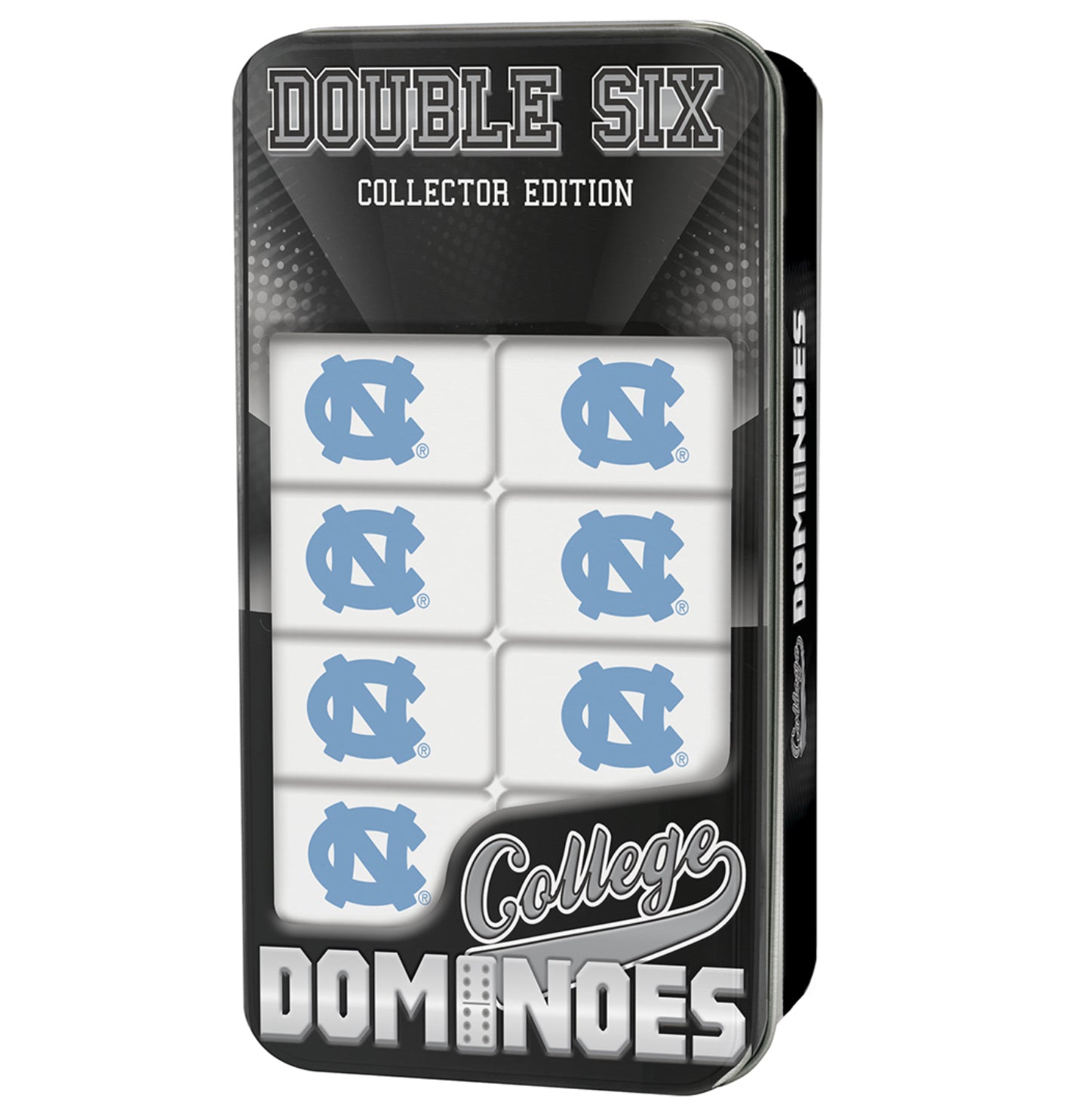 UNC Tar Heels Double Six Dominoes Game in Tin Case