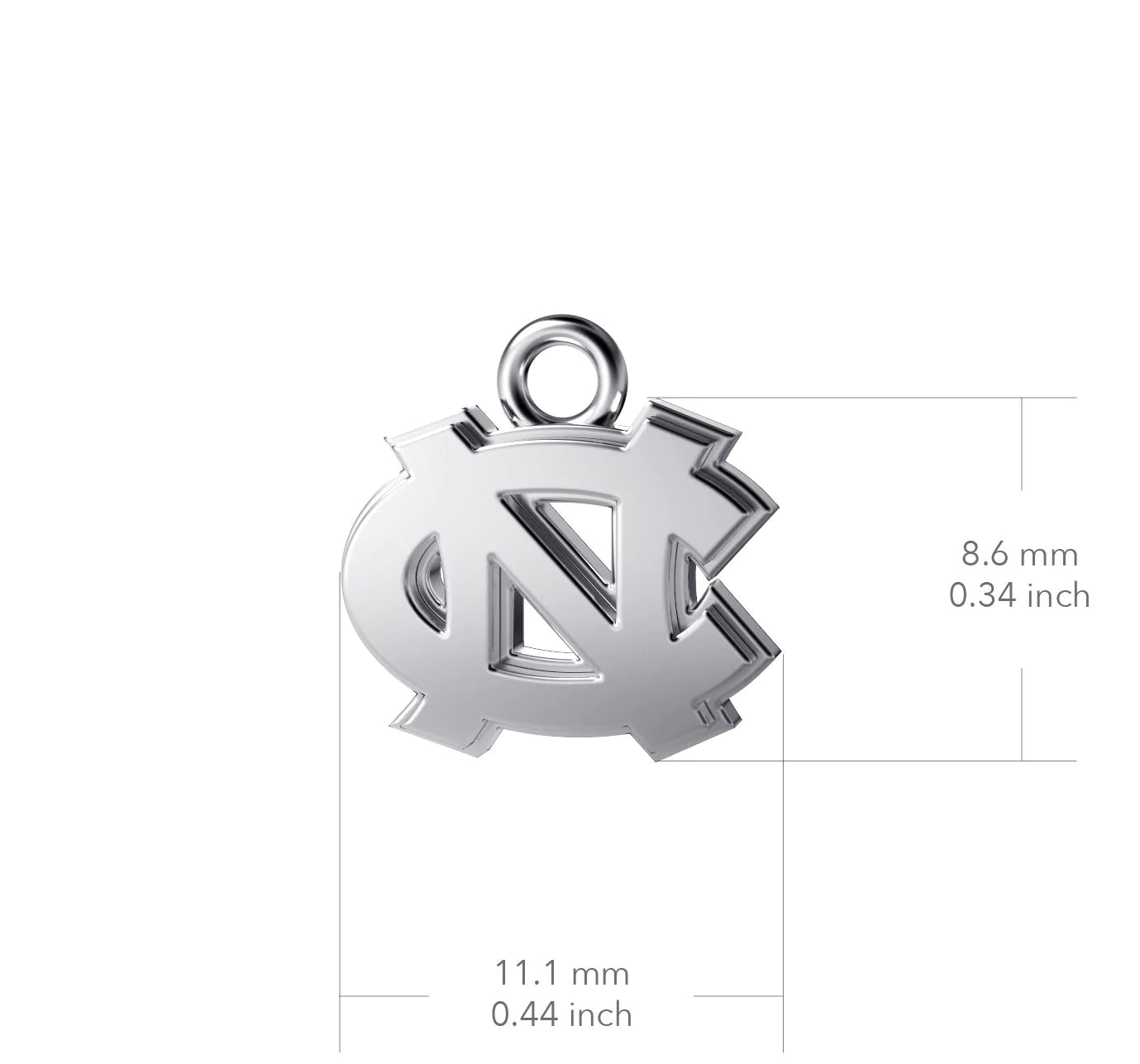 Carolina Tar Heels Interlock Sterling Silver Pendant Necklace by Dayna Designs
