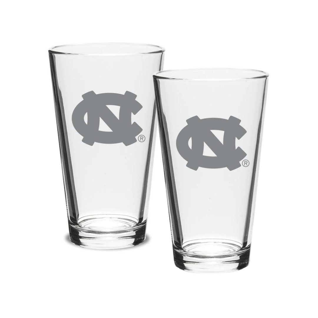 UNC Tar Heels Hand Etched Classic Pint Glasses Set of Two