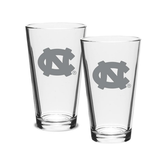 UNC Tar Heels Hand Etched Classic Pint Glasses Set of Two