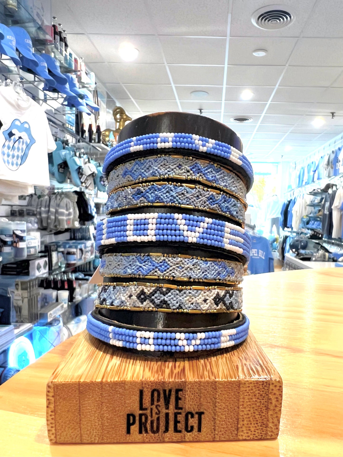 Carolina Blue LOVE Bead Large Bracelet by Love is Project