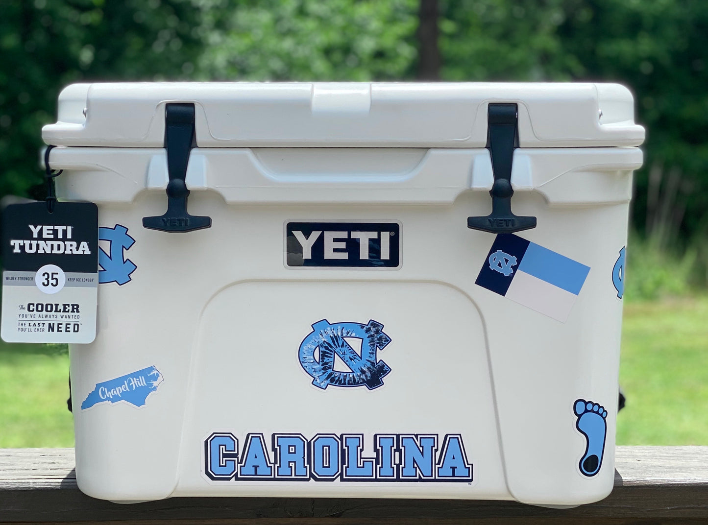 UNC Tar Heels Flag Decal Sticker - Lifestyle View - SDS Design