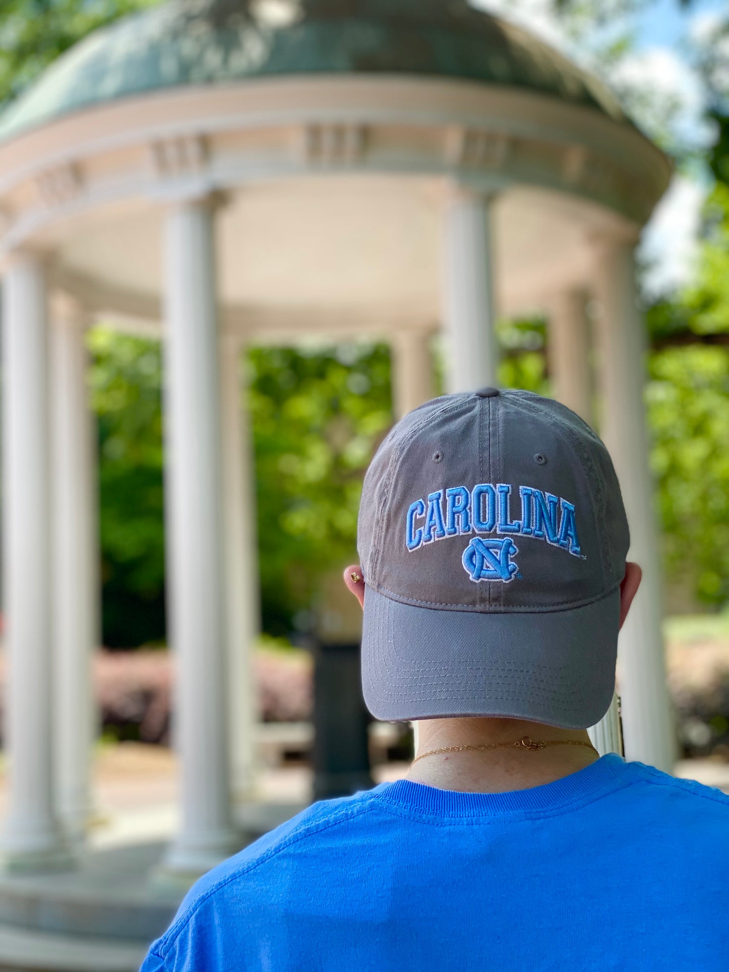 UNC Hat in Grey with Main Event Carolina Tar Heels Logos