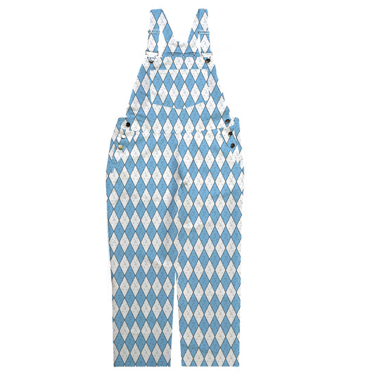 Carolina Blue and White ARGYLE Overalls BIBS for Game Day