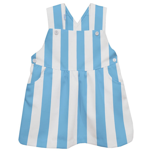 Carolina Blue and White Striped Overalls with Shorts for Kid's