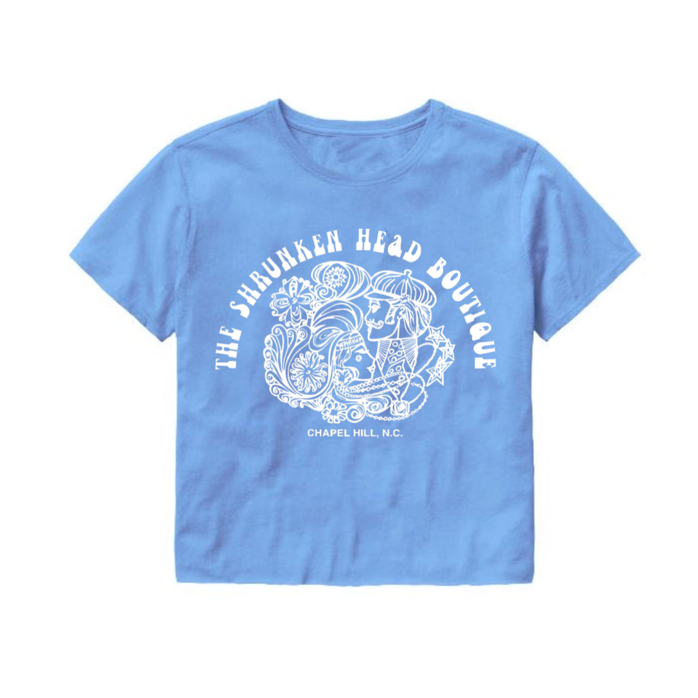 Carolina Blue Shrunken Head Logo Crop Top