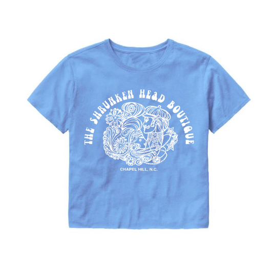 Carolina Blue Shrunken Head Logo Crop Top