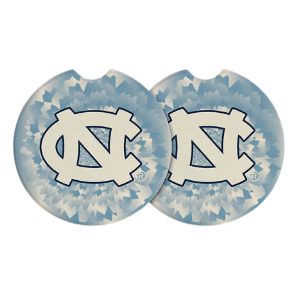 North Carolina Tar Heels Car Coasters 2 Pack in Tie Dye