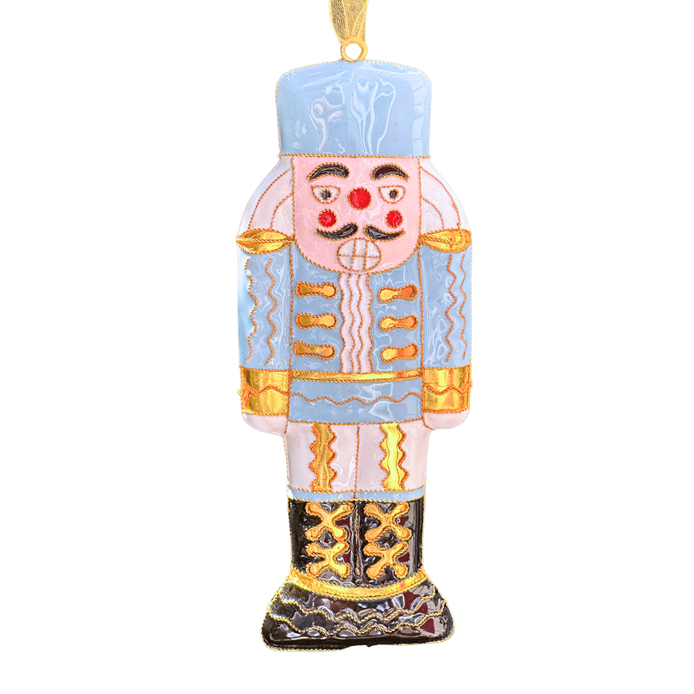 Carolina Blue Nutcracker Cloisonne Christmas Ornament