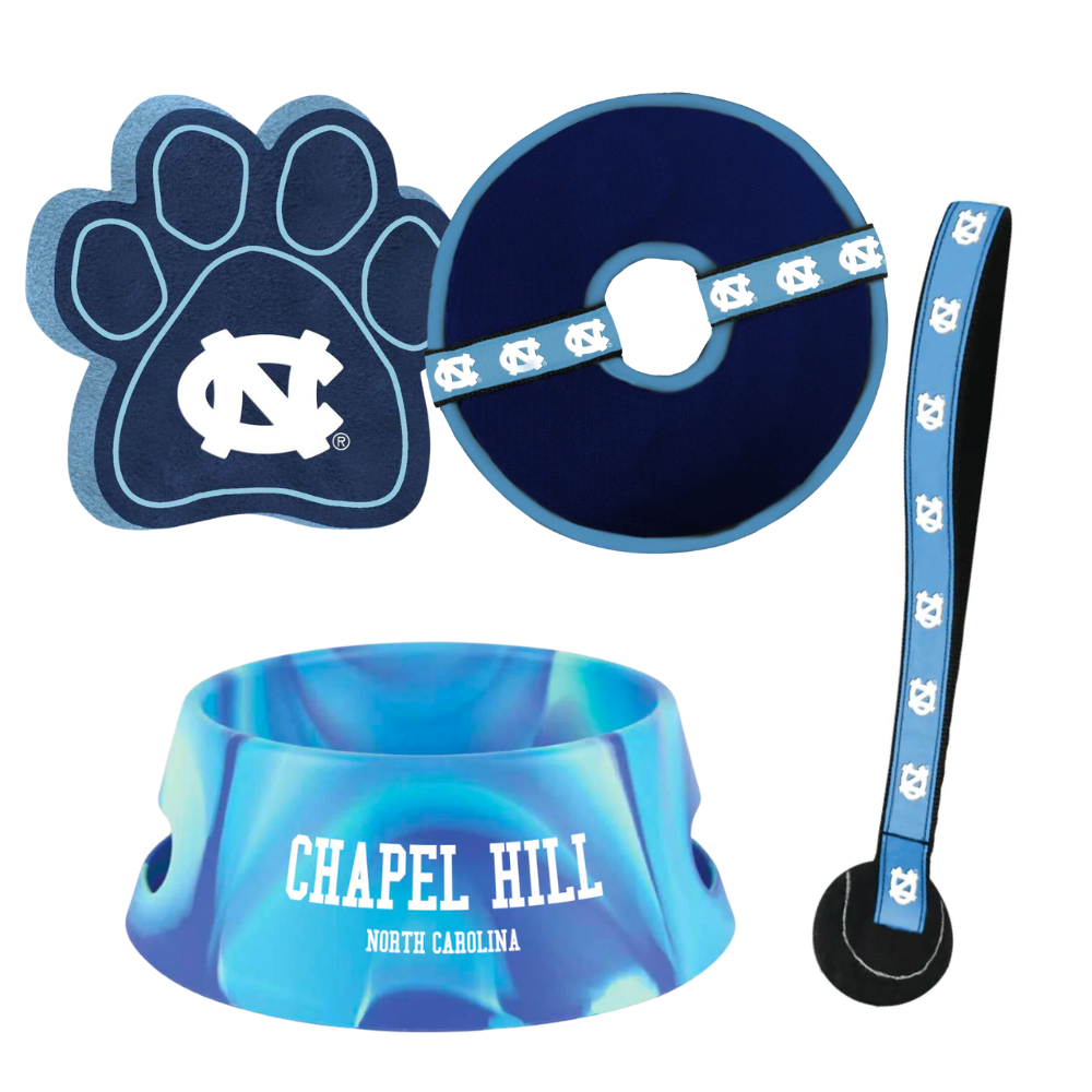 North Carolina Tar Heels Dog Fan Bundle Shrunken Head