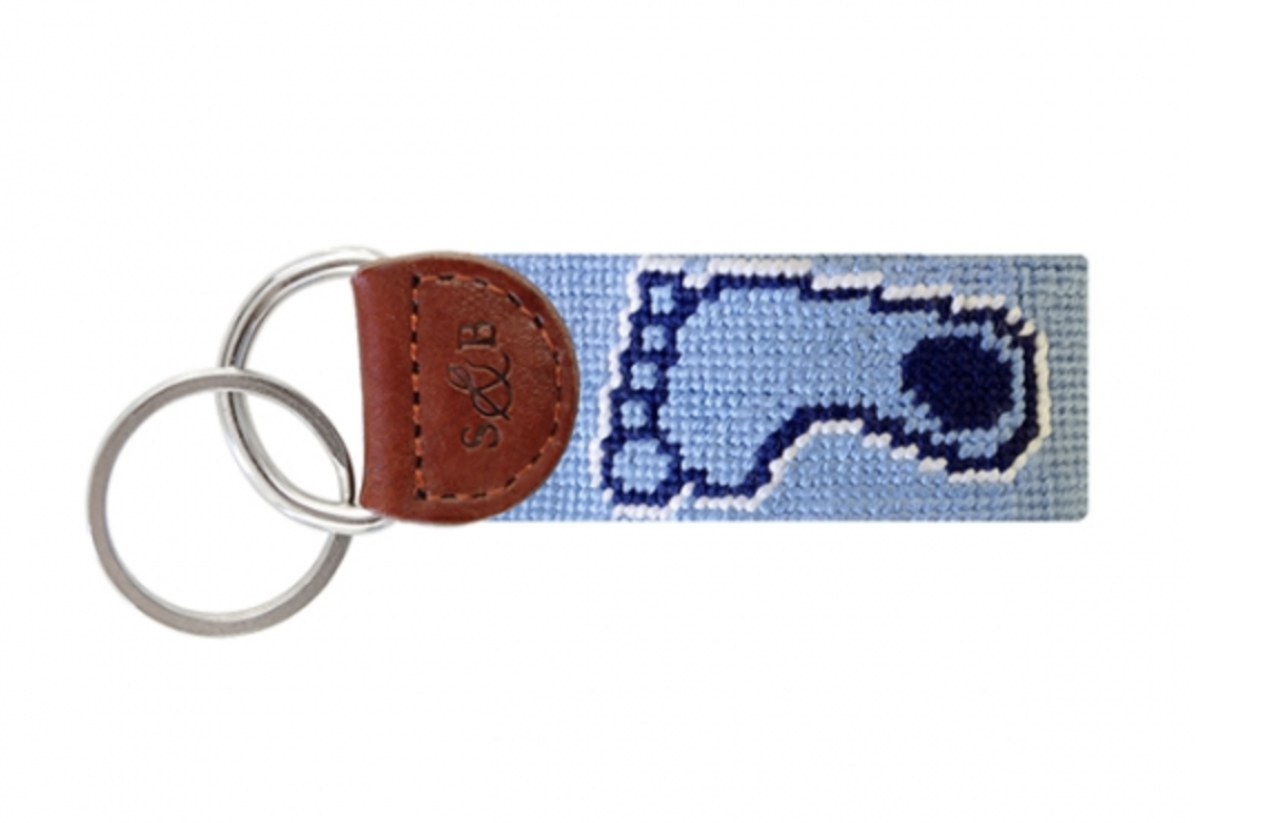 North Carolina Tar Heels Light Blue Needlepoint Key Fob