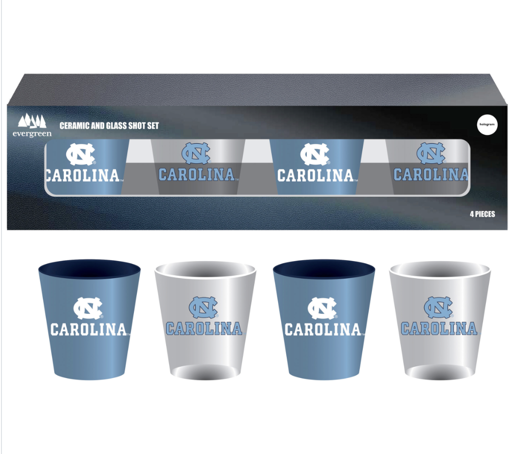 North Carolina Tar Heels Set of 4 Shot Glasses