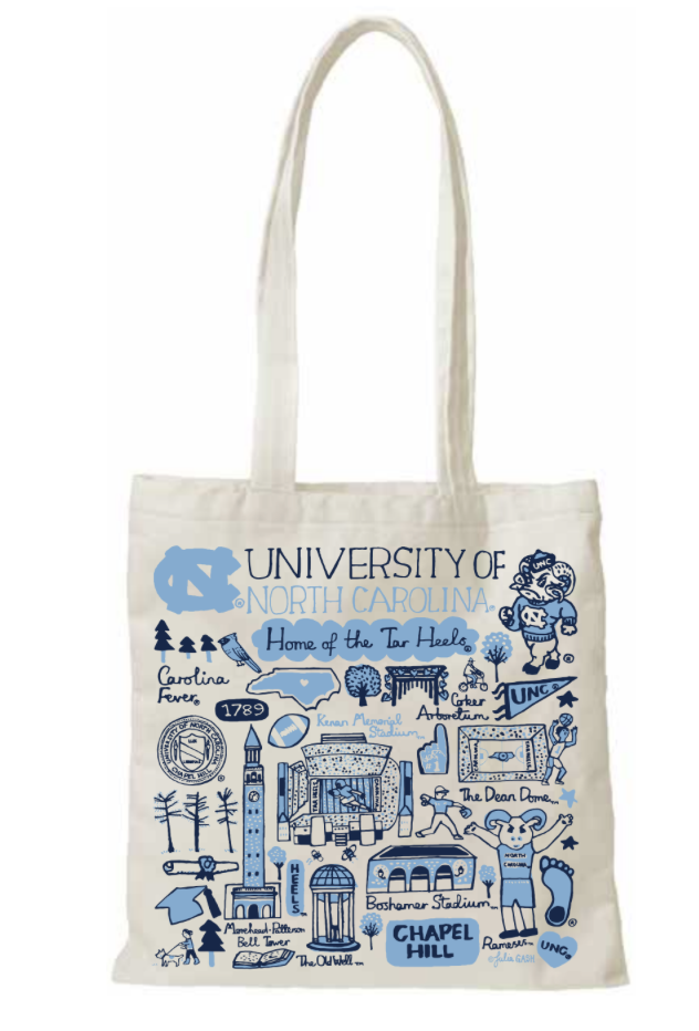 UNC Tar Heels Natural Canvas Slim Tote by Julia Gash