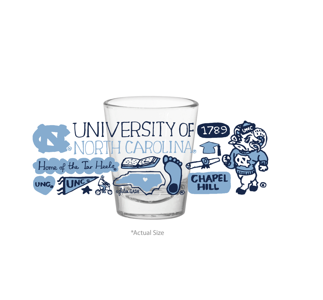 UNC Tar Heels 1.75oz Shot Glass by Julia Gash