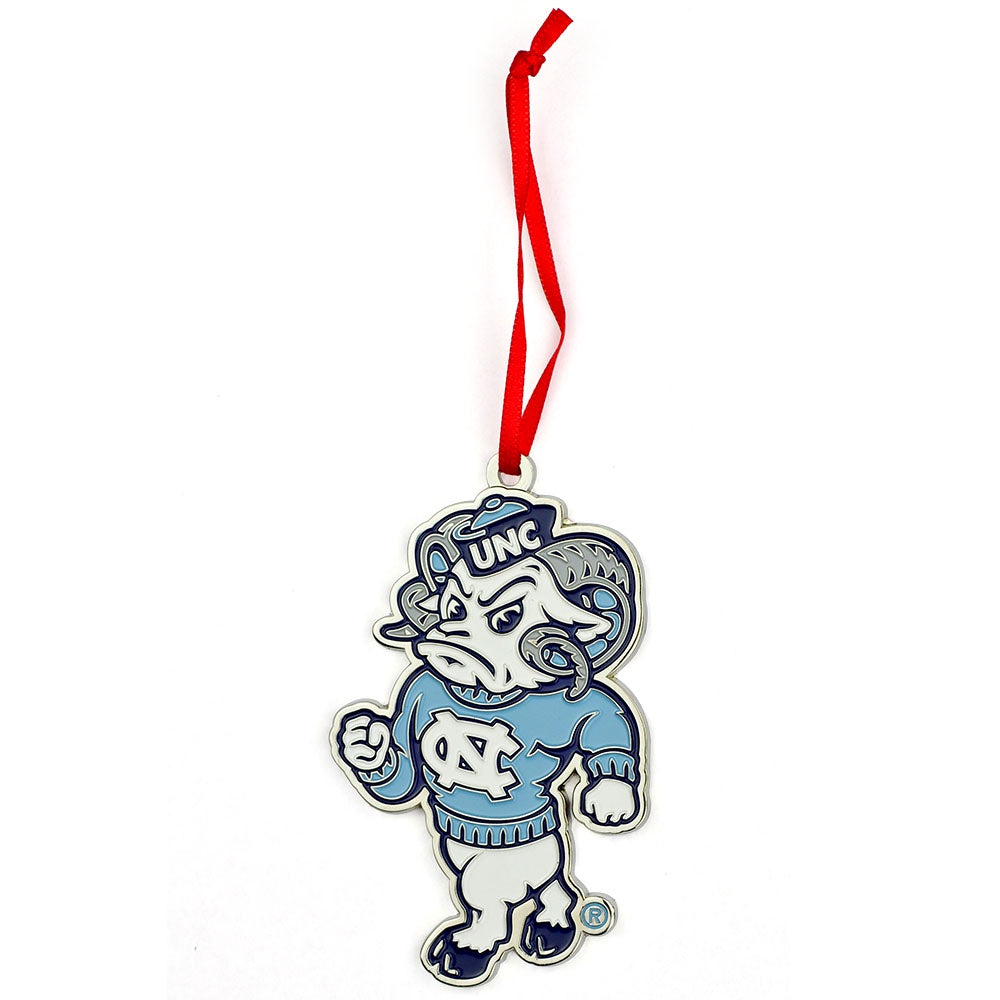 UNC Rameses Silver Metal Christmas Ornament