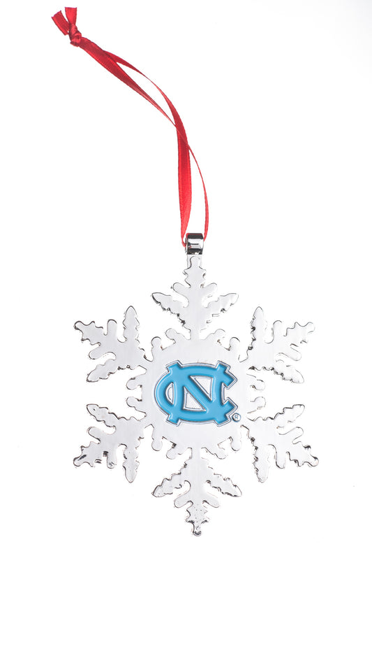 UNC Tar Heels Metal Snowflake Christmas Ornament