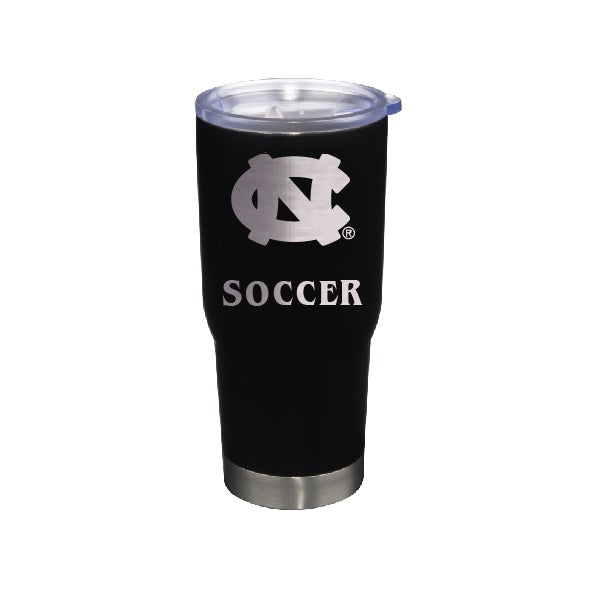 UNC Soccer Tumbler Travel Mug Black Stainless Steel 22 oz