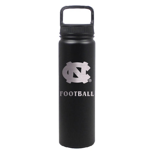 UNC Football Water Bottle Stainless Steel Black 24 oz
