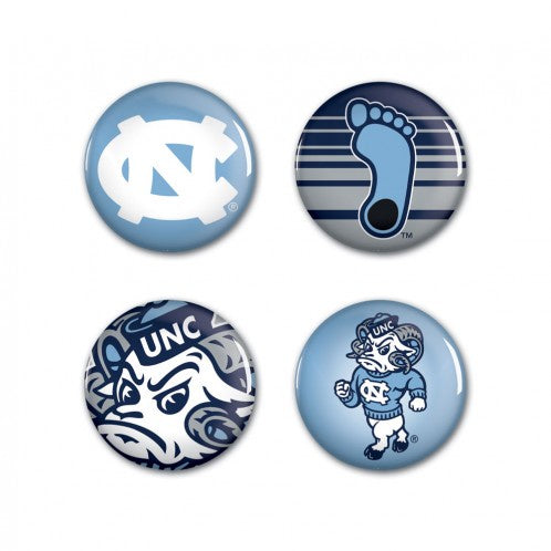 UNC Tar Heels Mini Buttons 4 Pack