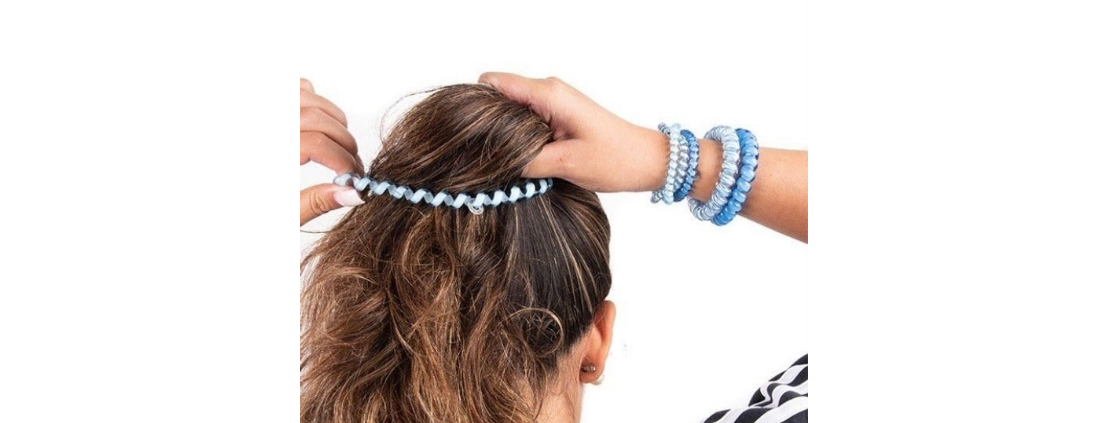 TELETIES Washed Denim Large Corded Hair Ties - 3 Pack
