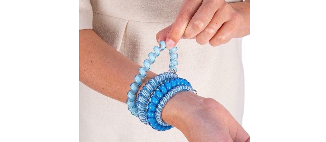 TELETIES Washed Denim Large Corded Hair Ties - 3 Pack